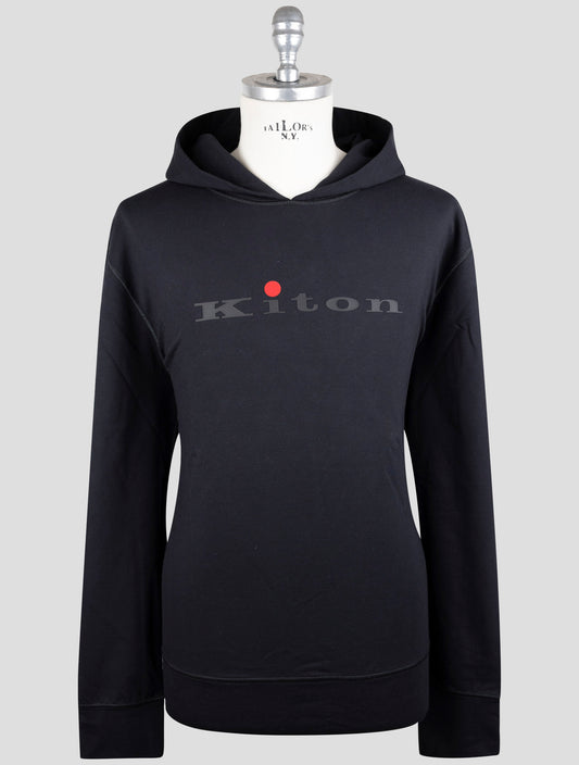 Kiton Black Cotton Ea Sweater Hoodie