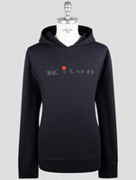 Kiton Black Cotton Ea Sweater Hoodie