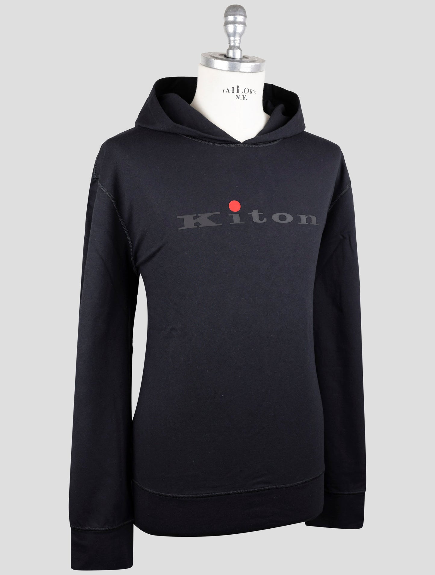 Kiton Black Cotton Ea Sweater Hoodie