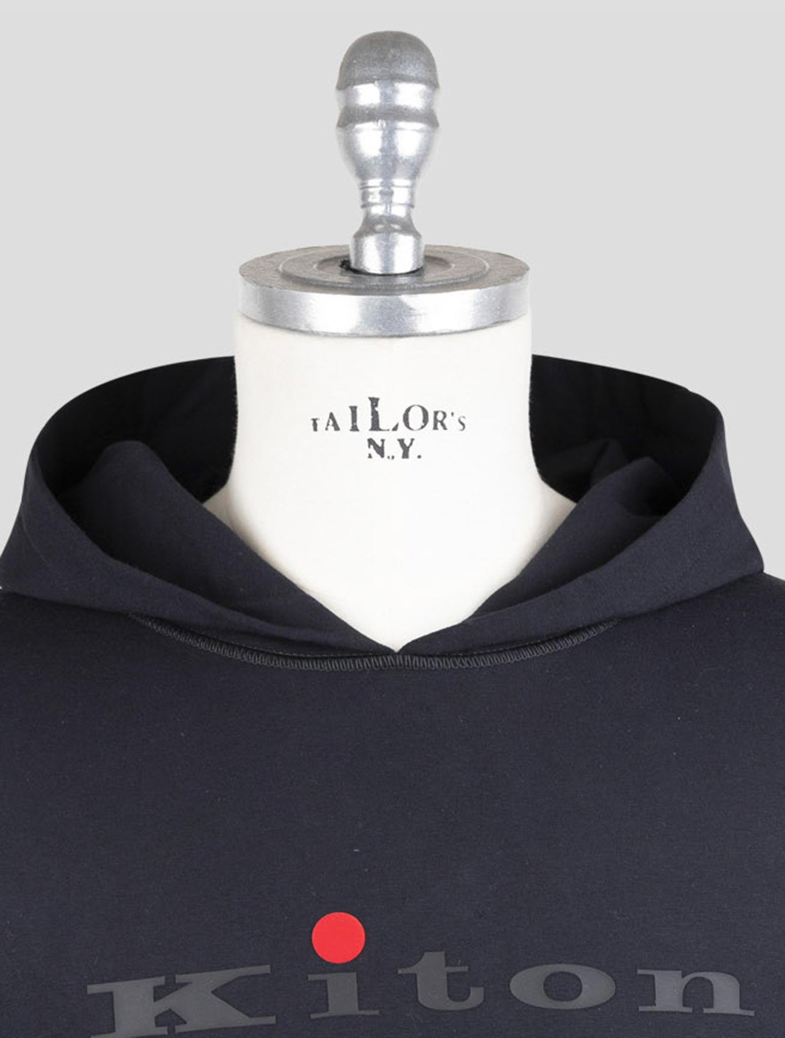 Kiton Black Cotton Ea Sweater Hoodie