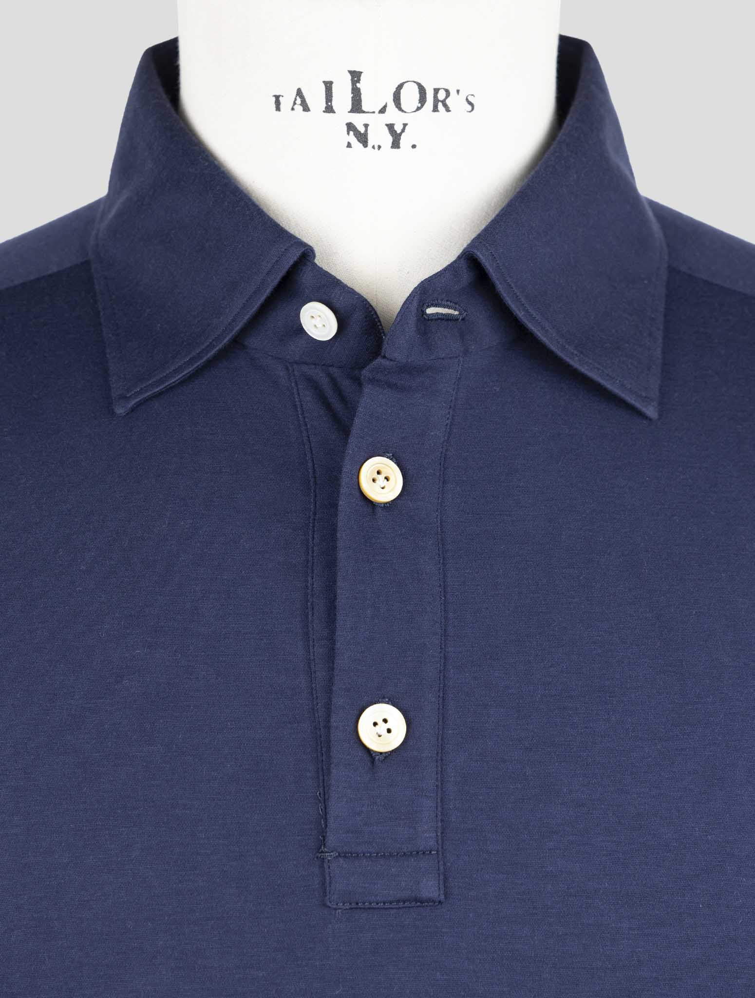 Kiton Blue Cotton Sweater Polo