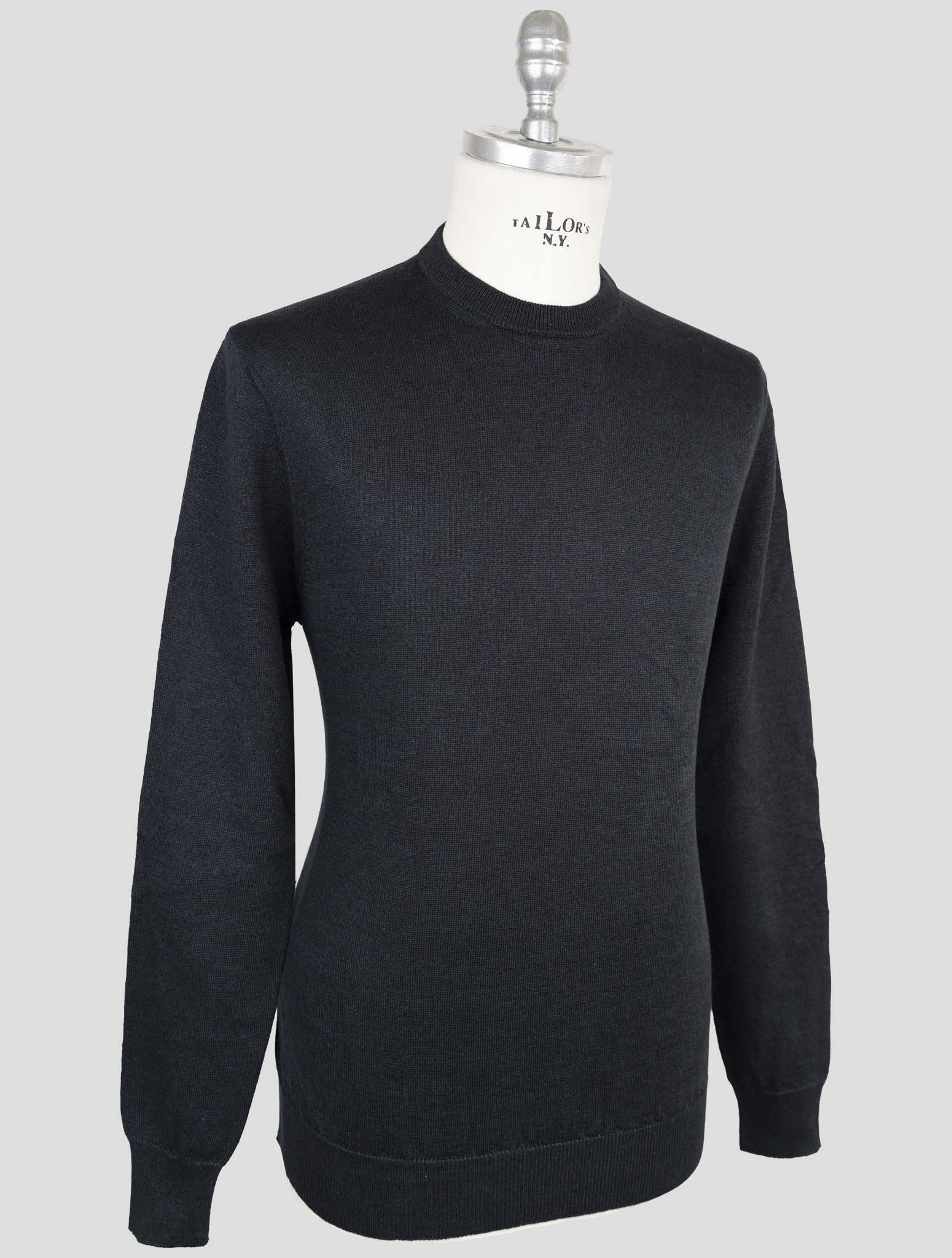Kiton Knt Blue Linen Cotton Sweater Crewneck