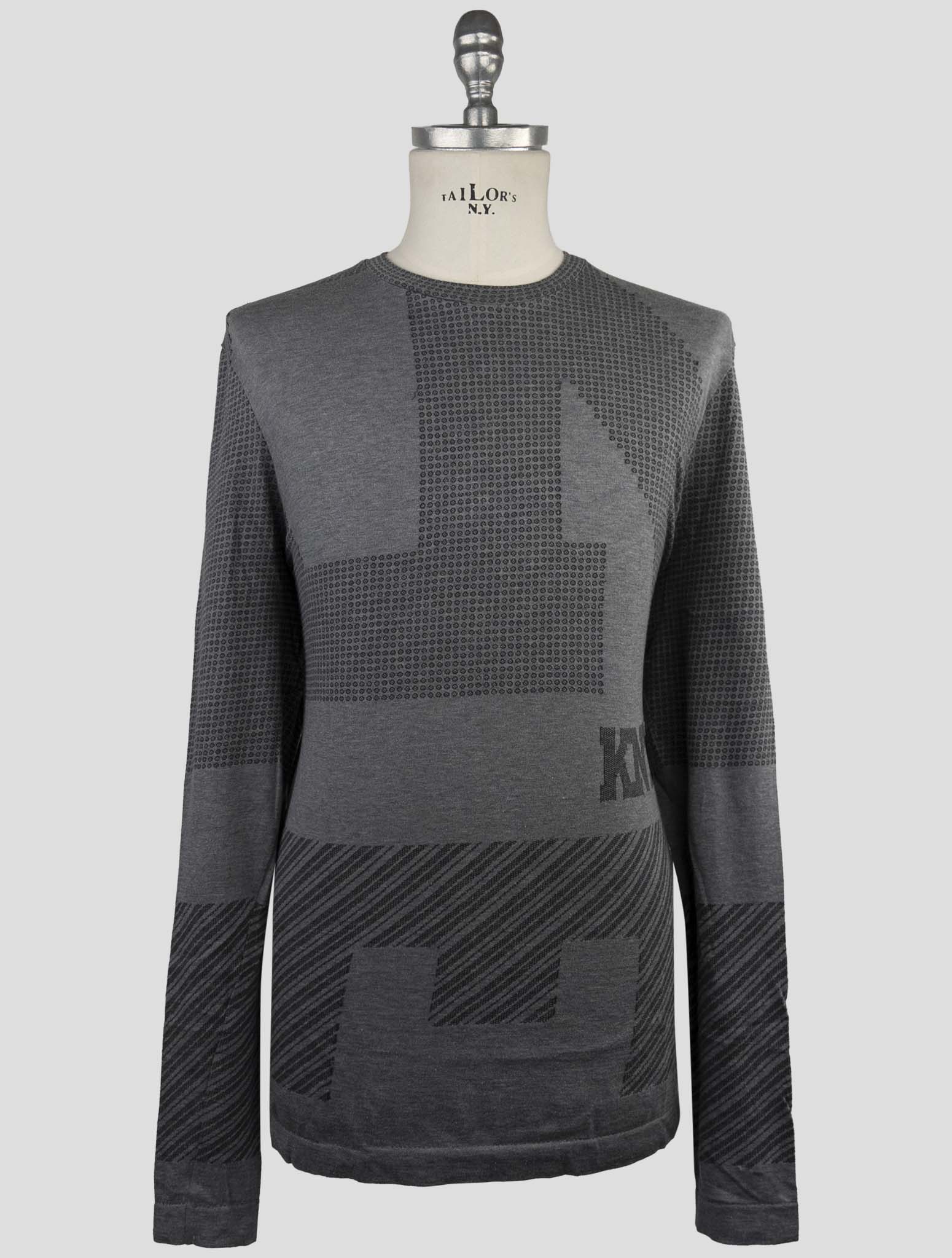 Kiton Knt Gray Cotton Sweater Crewneck