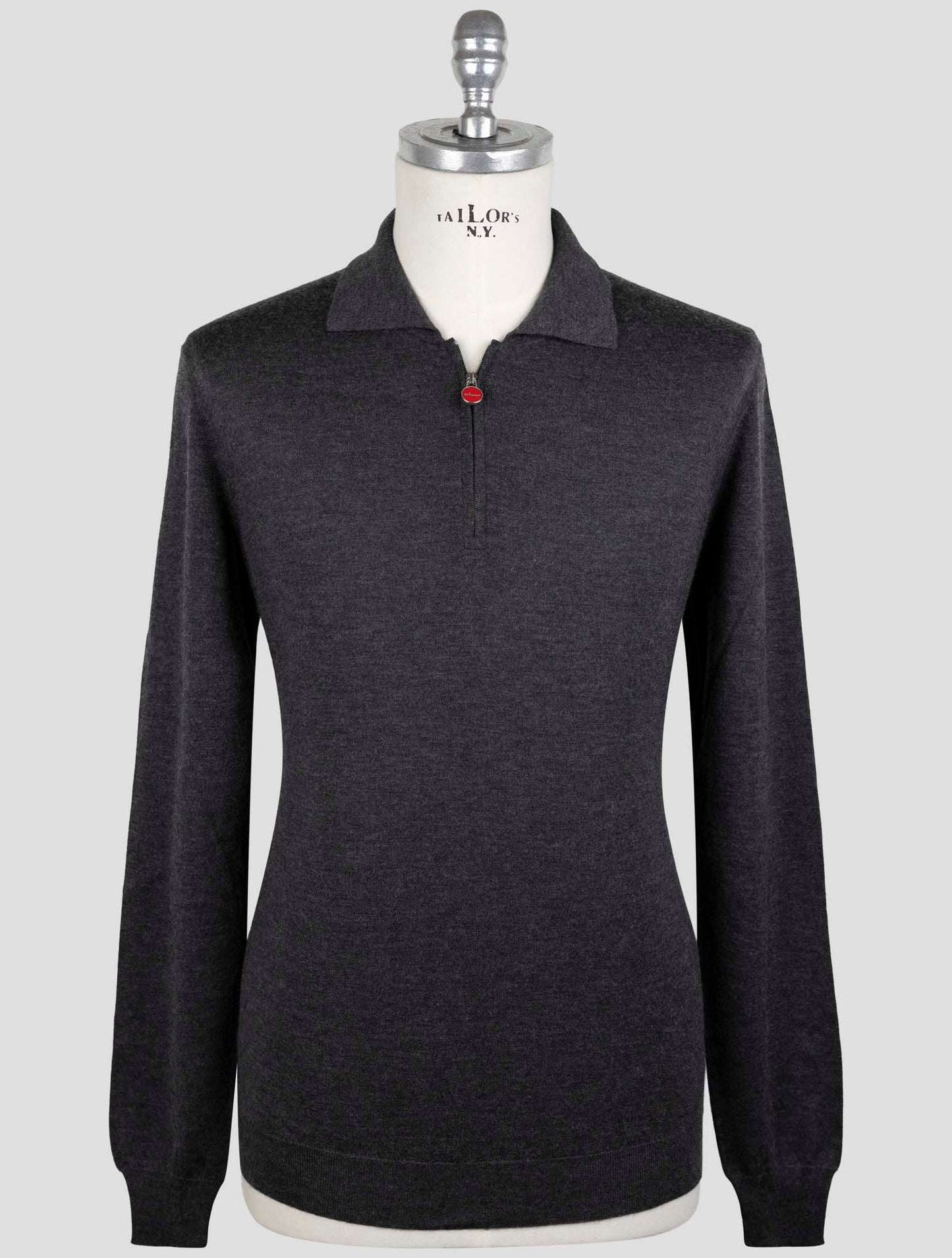 Kiton Dark Gray Cashmere Silk Sweater Polo Half Zip