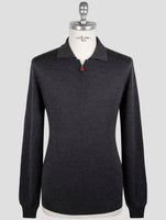 Kiton Dark Gray Cashmere Silk Sweater Polo Half Zip