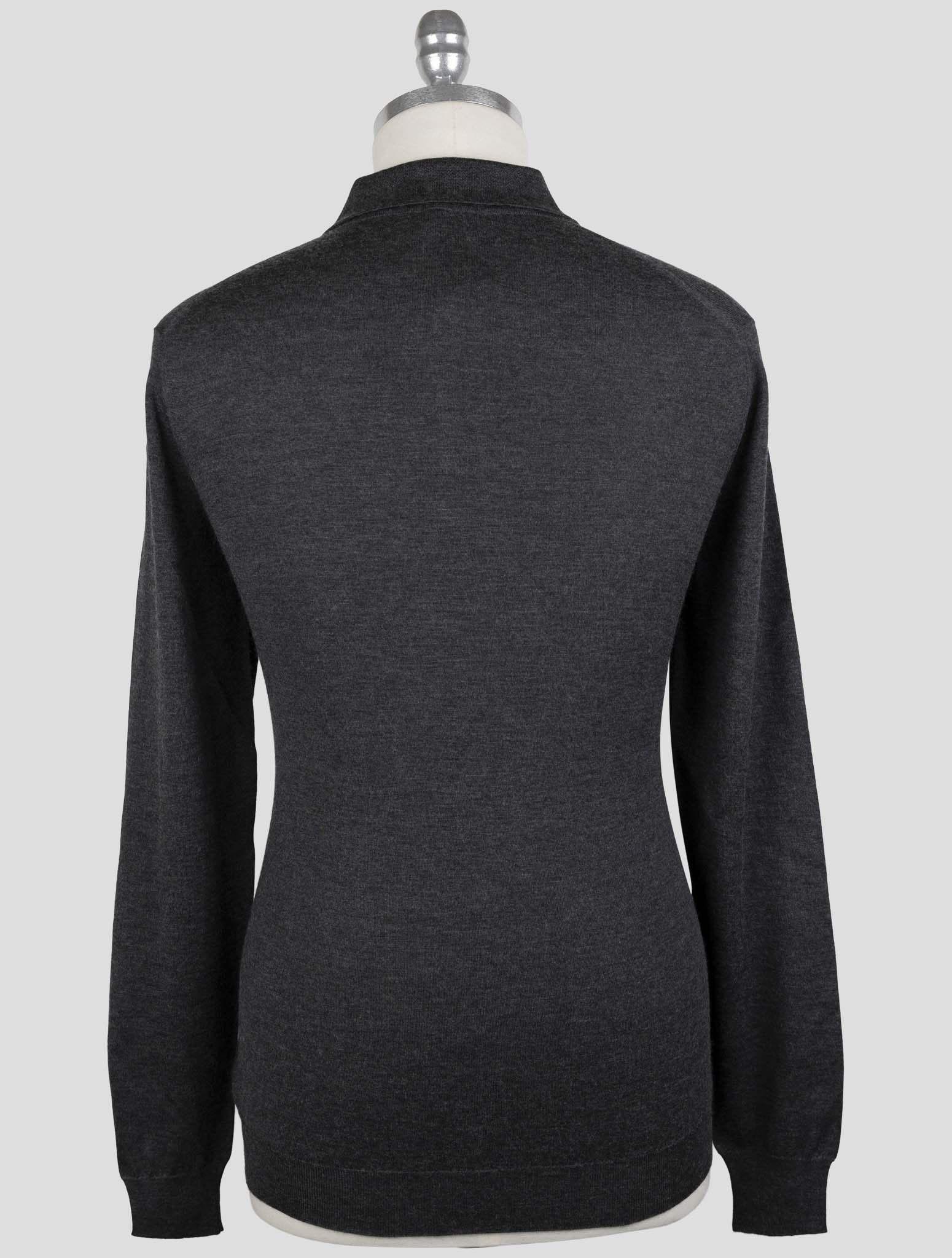 Kiton Dark Gray Cashmere Silk Sweater Polo Half Zip