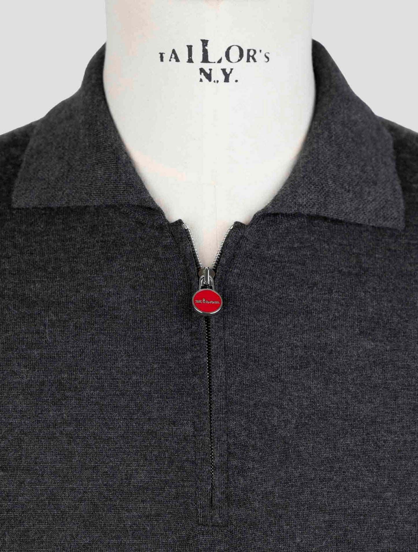 Kiton Dark Gray Cashmere Silk Sweater Polo Half Zip