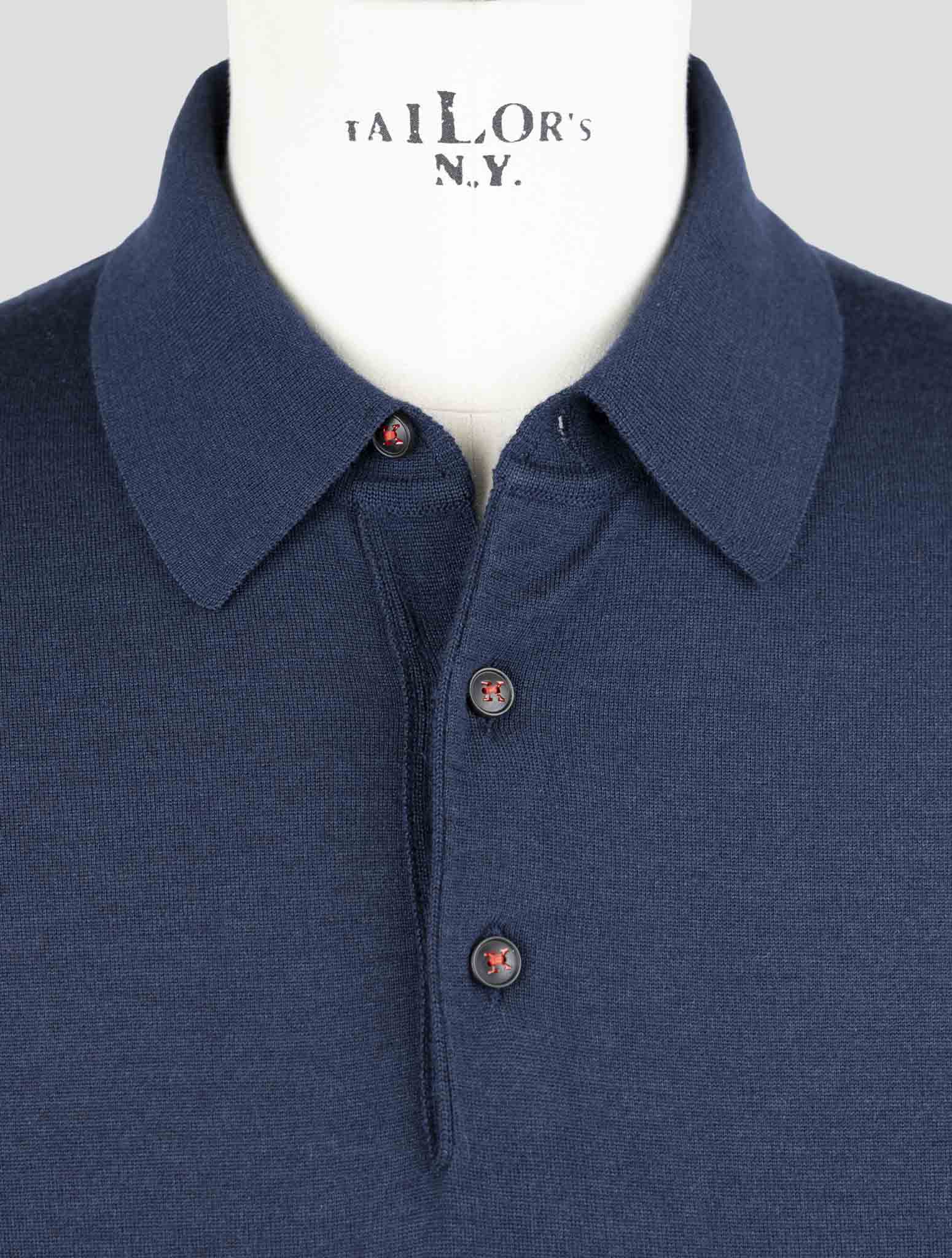 Kiton Blue Cashmere Silk Sweater Polo