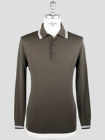 Kiton Green Wool Diamante Blue Sweater Polo