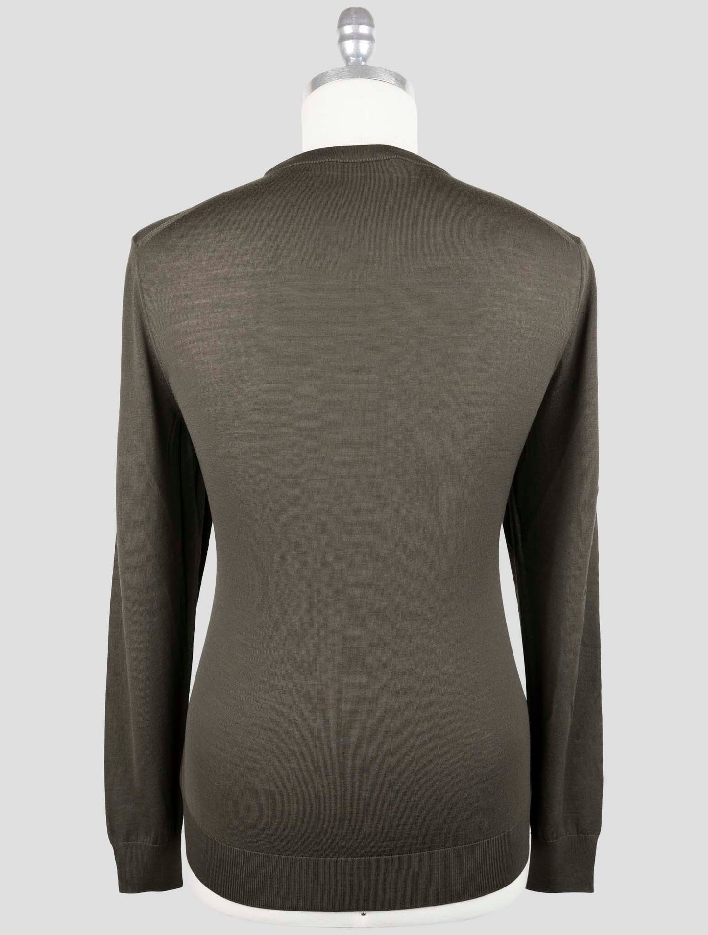 Kiton Green Wool Diamante Blue Sweater Crewneck