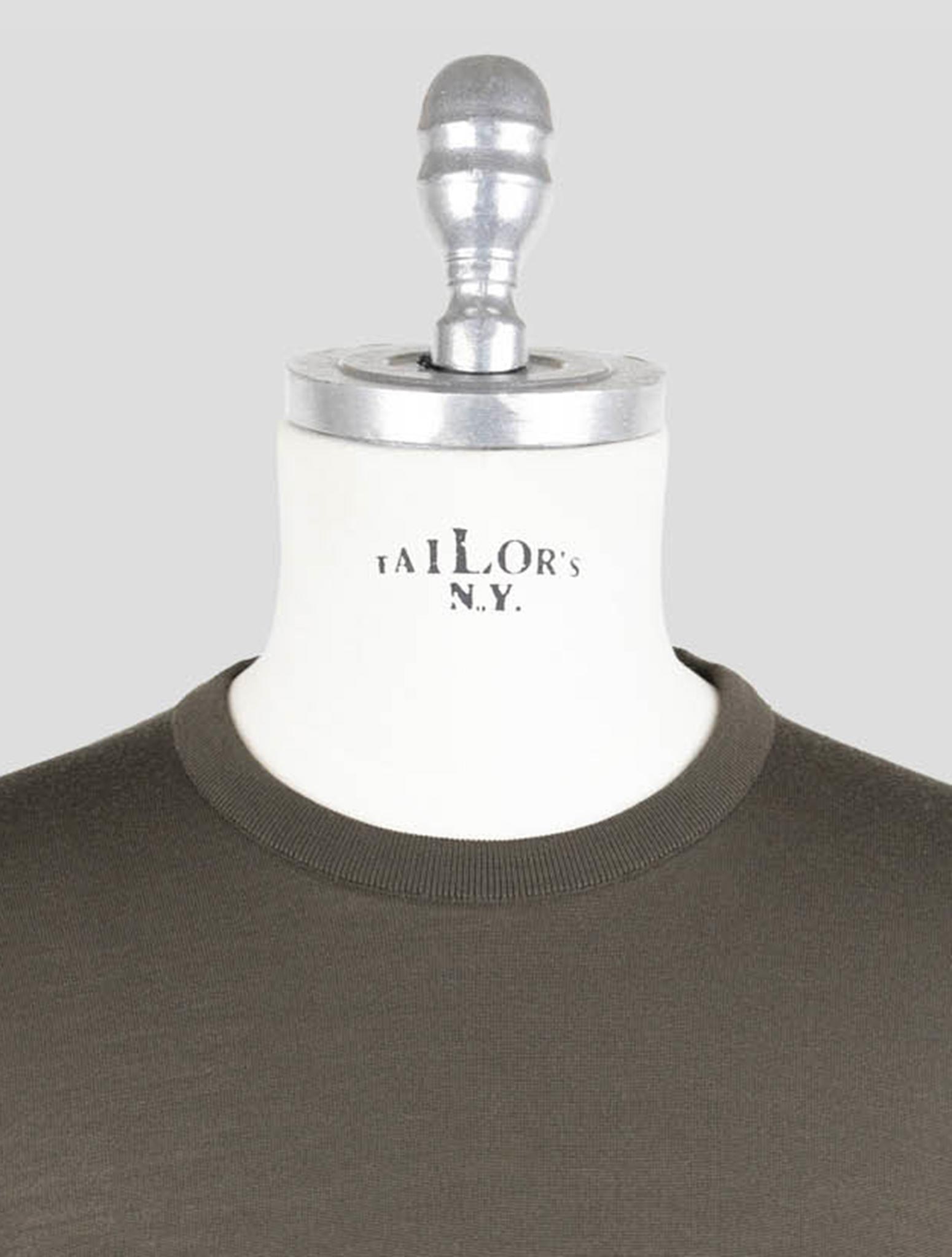 Kiton Green Wool Diamante Blue Sweater Crewneck