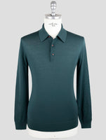 Kiton Green Wool Diamante Blue Sweater Polo