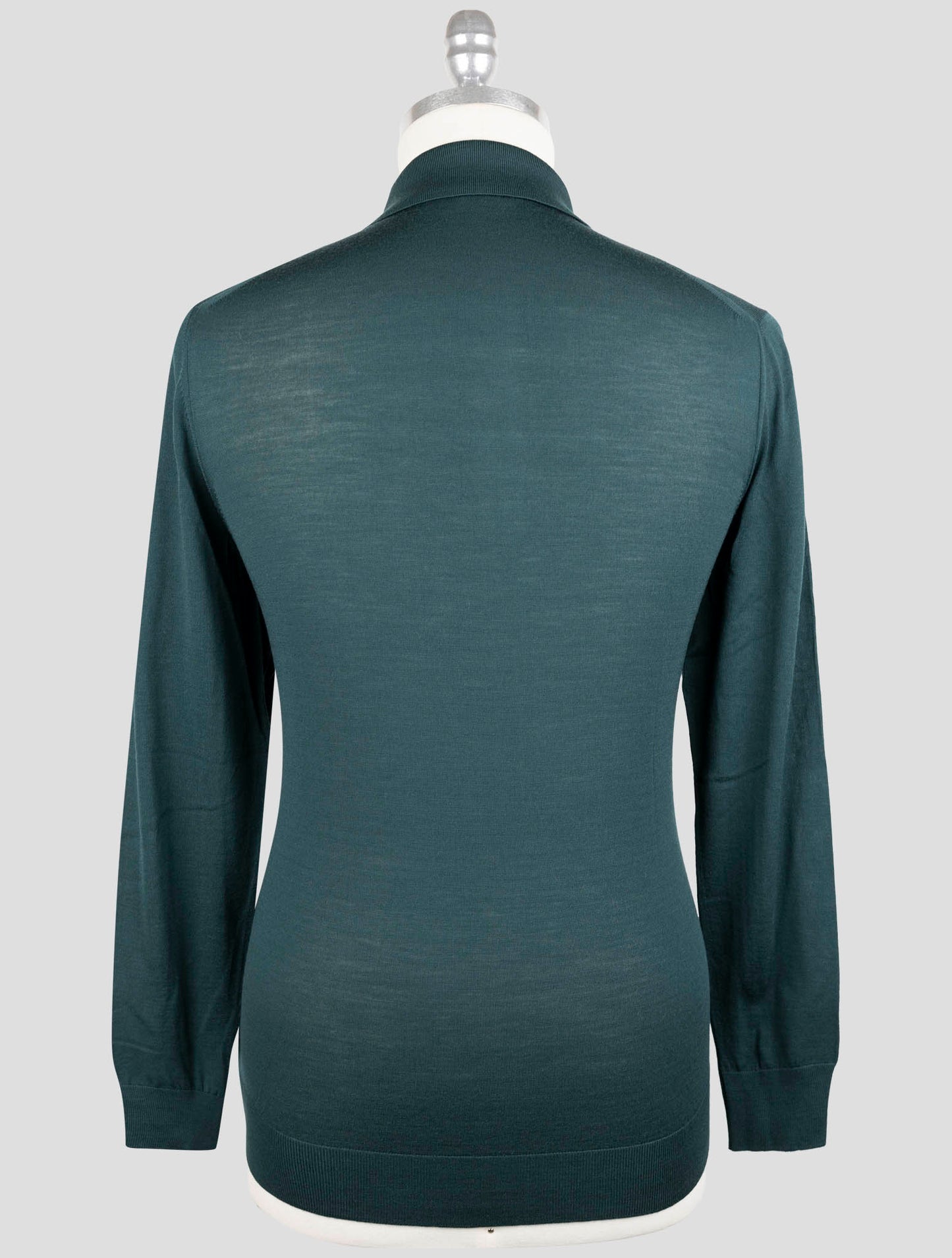 Kiton Green Wool Diamante Blue Sweater Polo