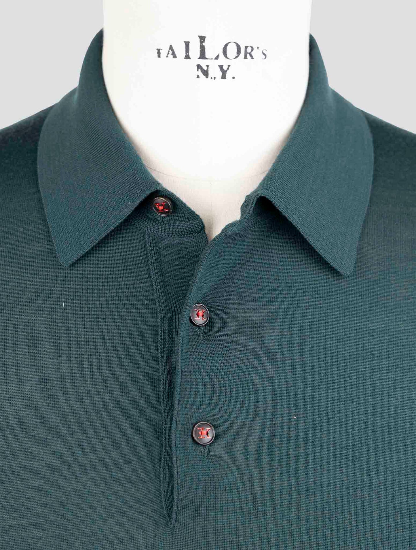 Kiton Green Wool Diamante Blue Sweater Polo