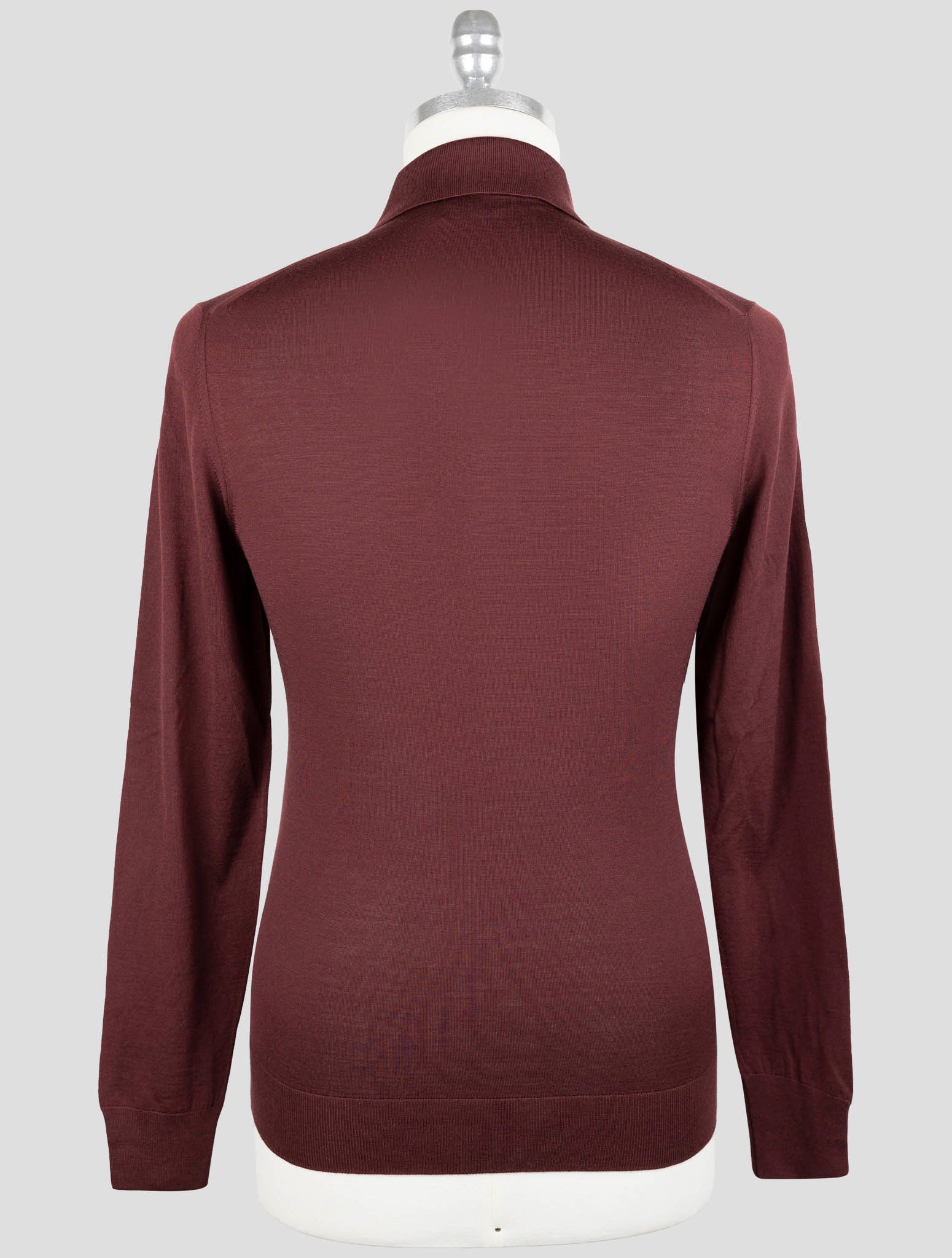 Kiton Burgundy Diamante Blue Wool Sweater Polo