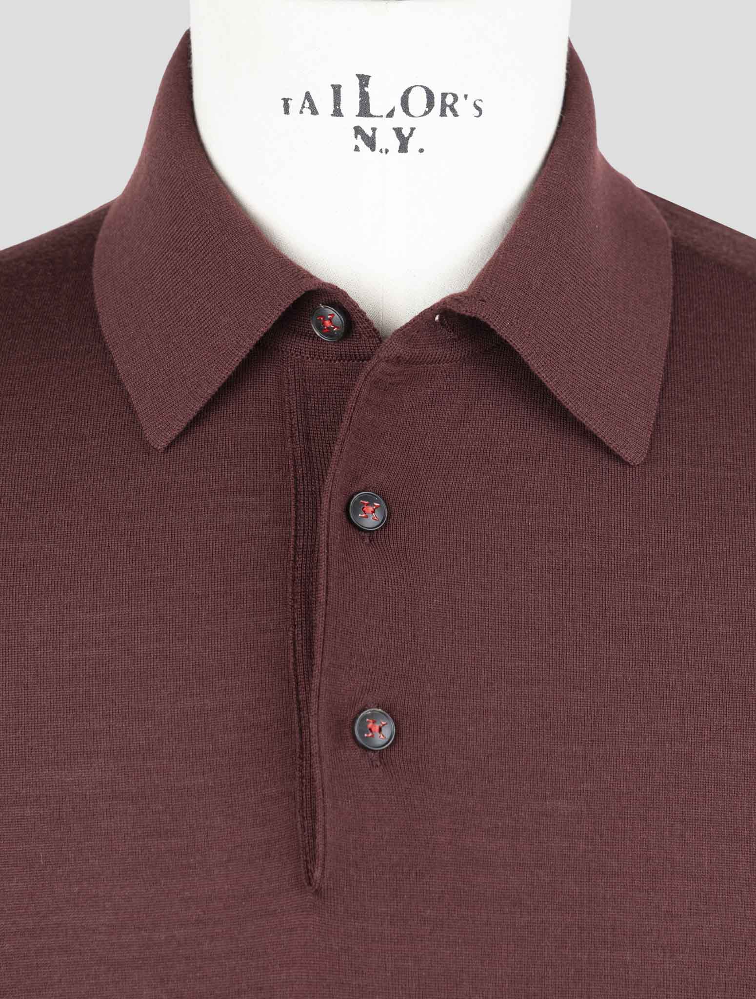 Kiton Burgundy Diamante Blue Wool Sweater Polo