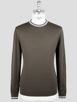 Kiton Green Diamante Blue Wool Sweater Crewnek