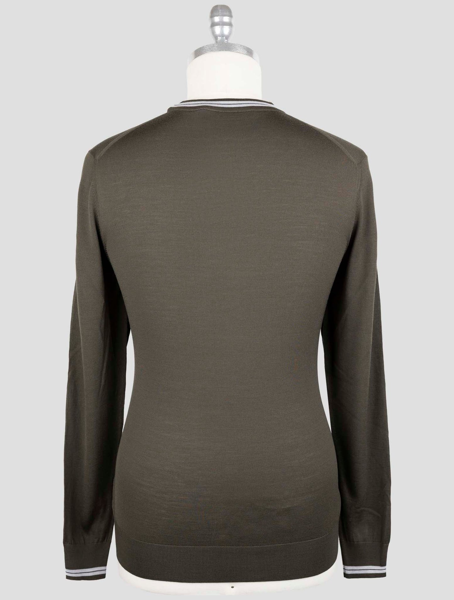 Kiton Green Diamante Blue Wool Sweater Crewnek