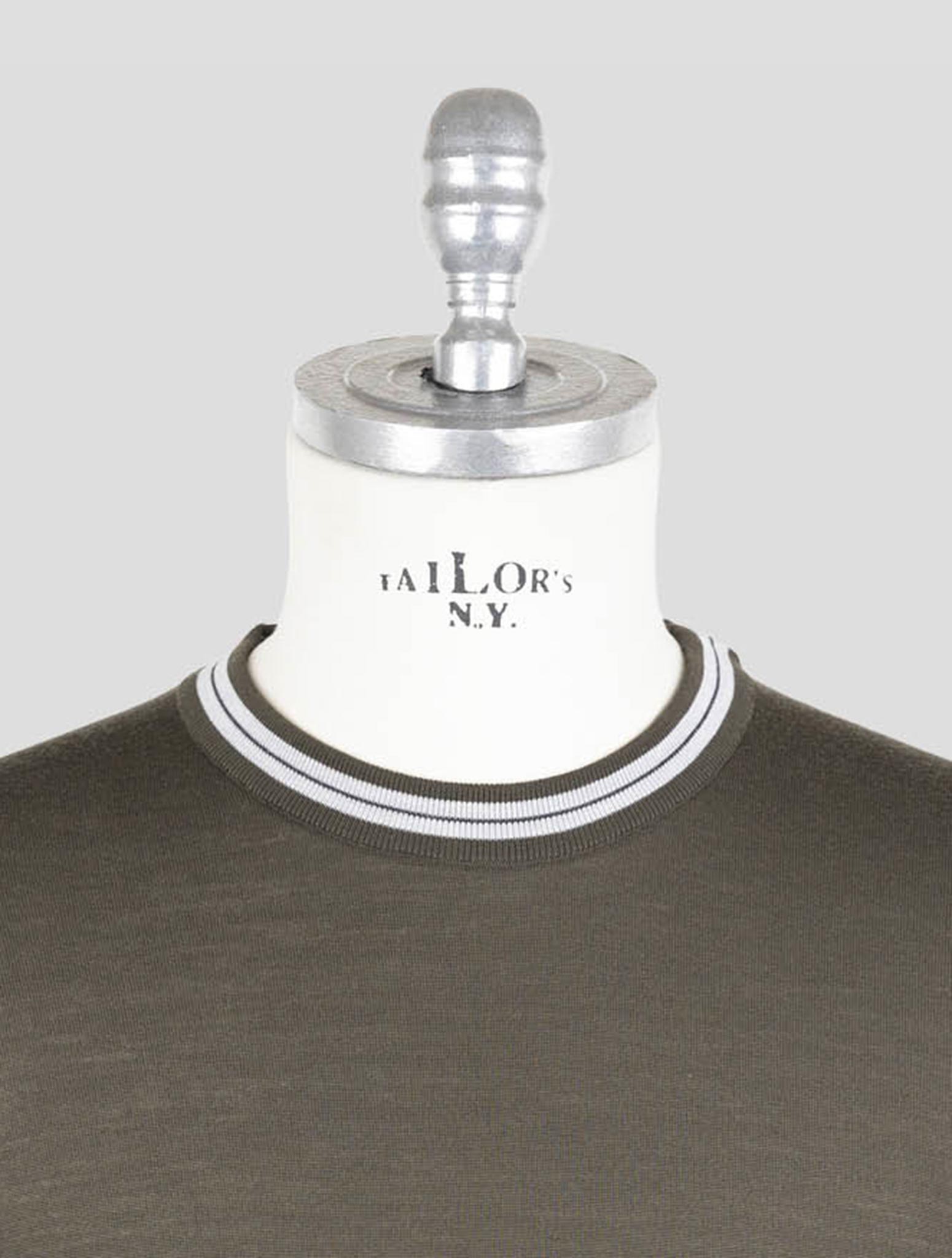 Kiton Green Diamante Blue Wool Sweater Crewnek