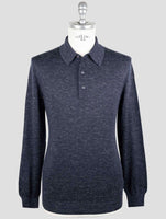 Kiton Blue Silk Cashmere Linen Sweater Polo
