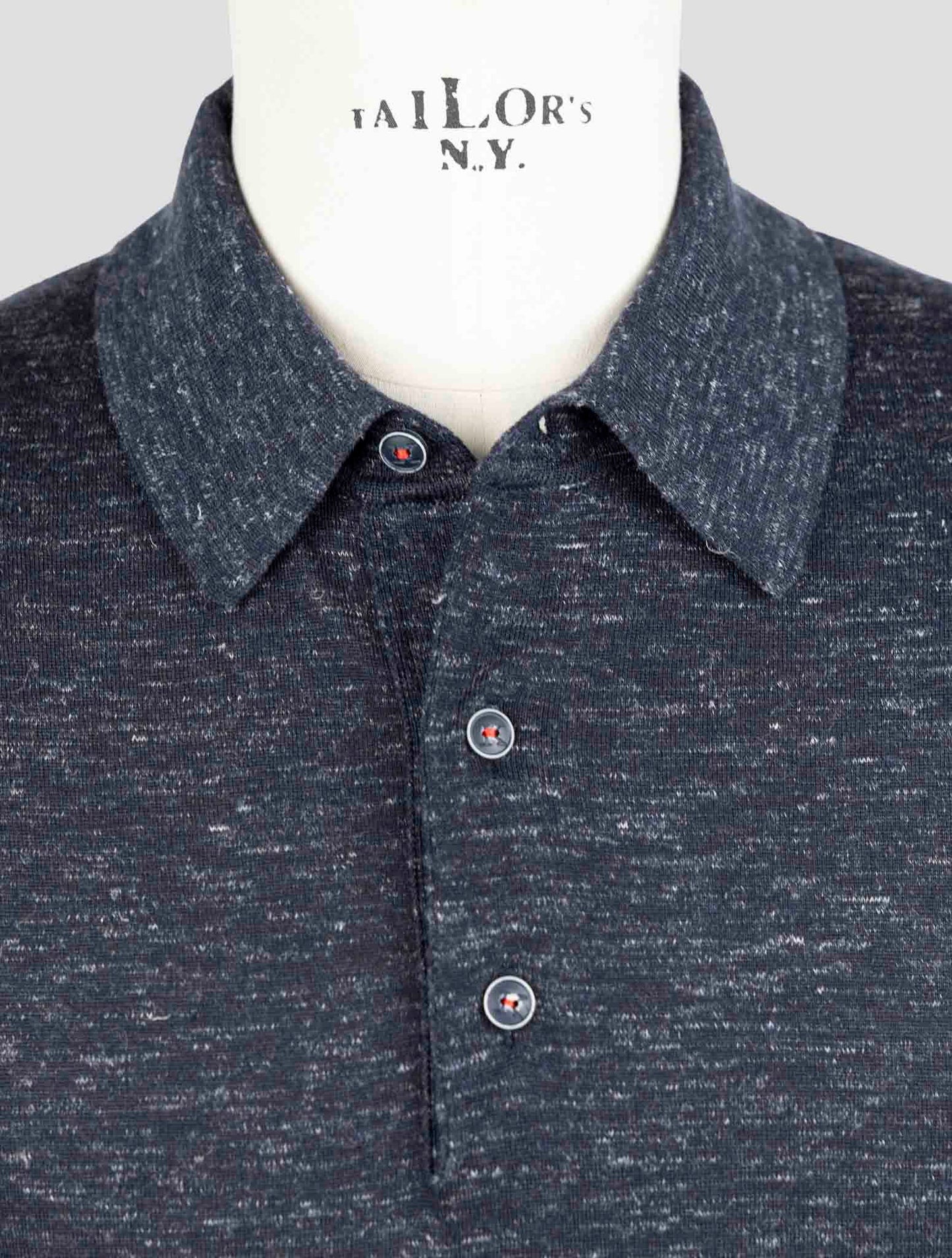 Kiton Blue Silk Cashmere Linen Sweater Polo