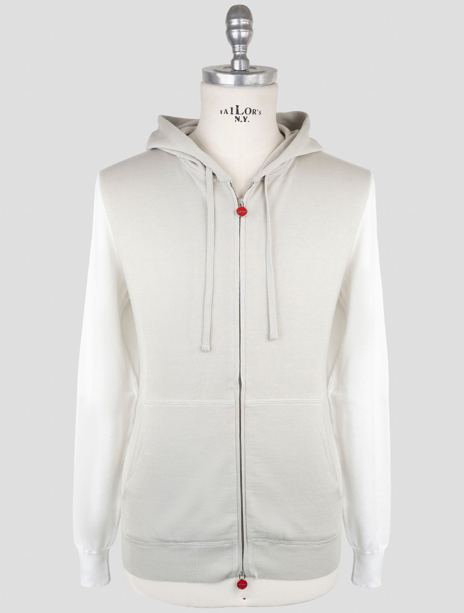 Kiton Gray Cotton Sweater Full Zip