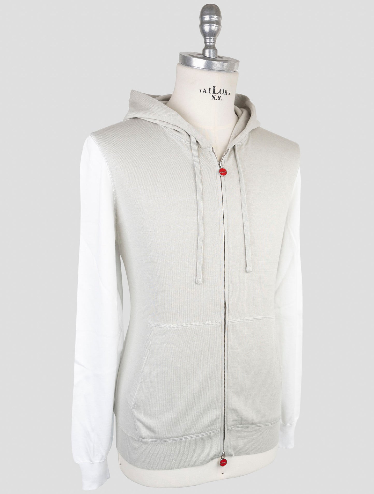 Kiton Gray Cotton Sweater Full Zip