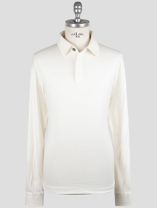 Kiton White Silk Cotton Sweater Polo