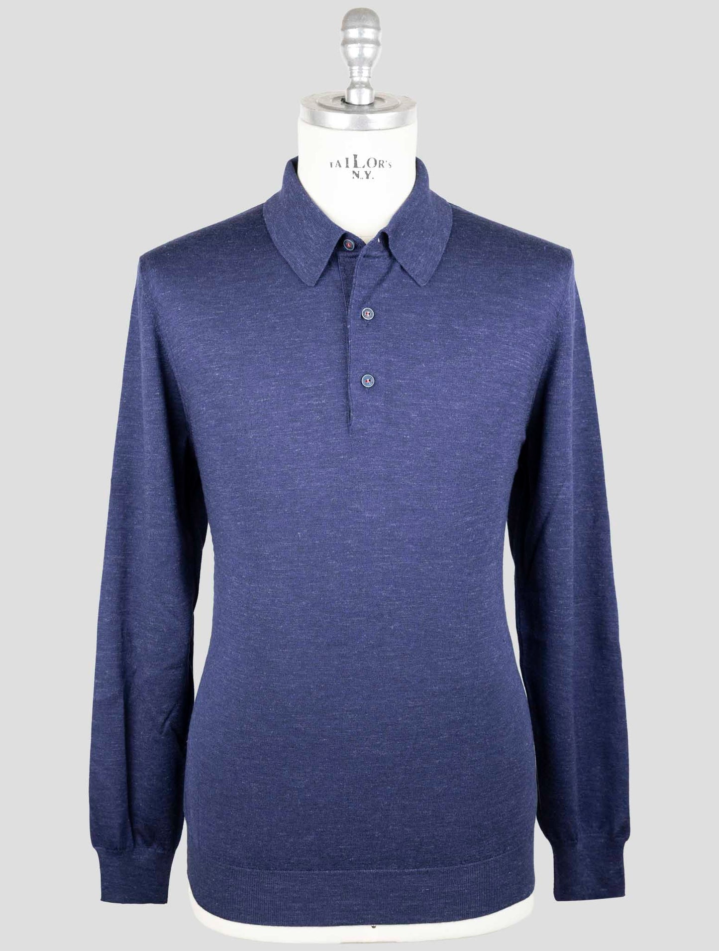 Kiton Blue Silk Cashmere Linen Sweater Polo