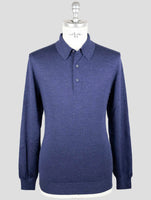 Kiton Blue Silk Cashmere Linen Sweater Polo