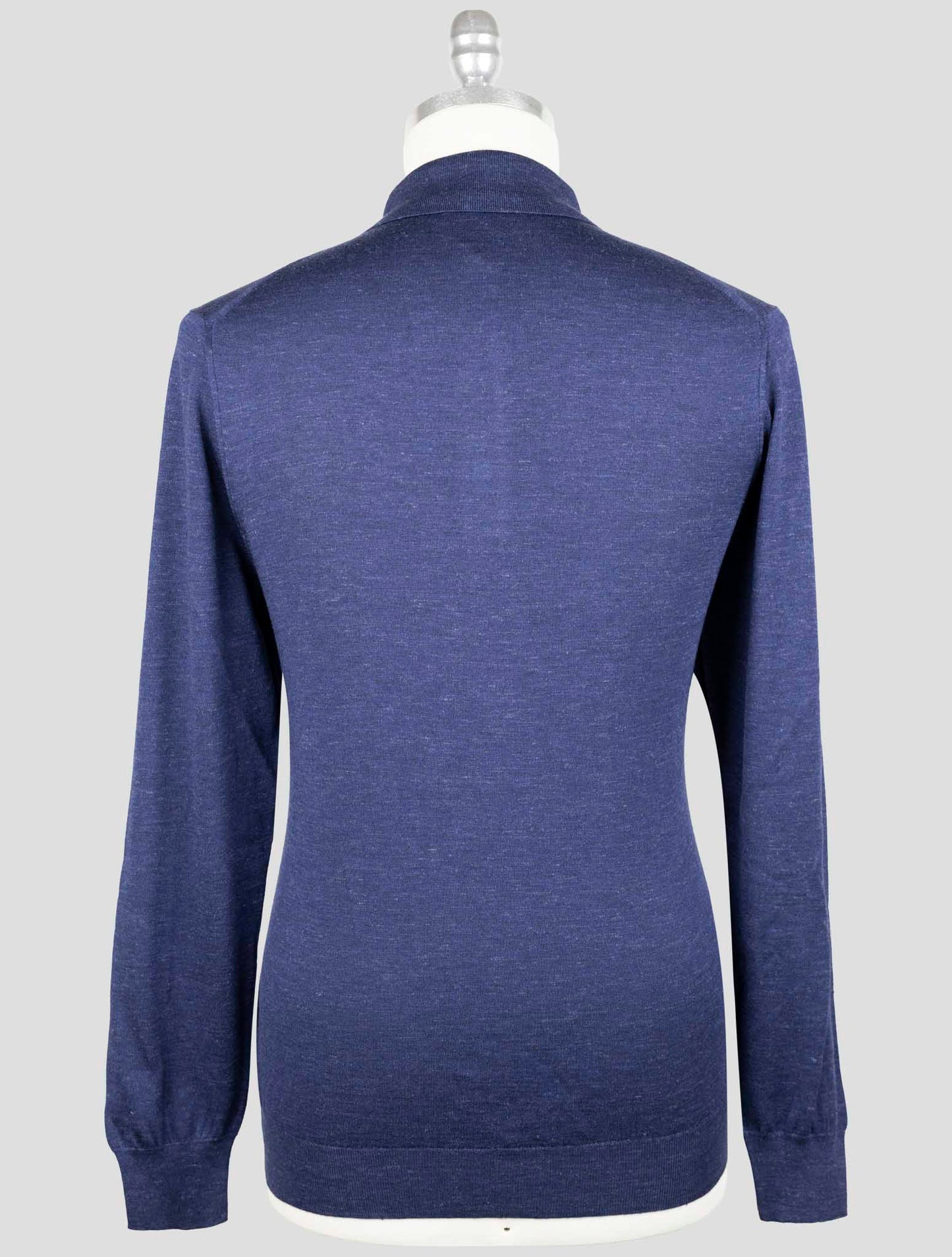 Kiton Blue Silk Cashmere Linen Sweater Polo