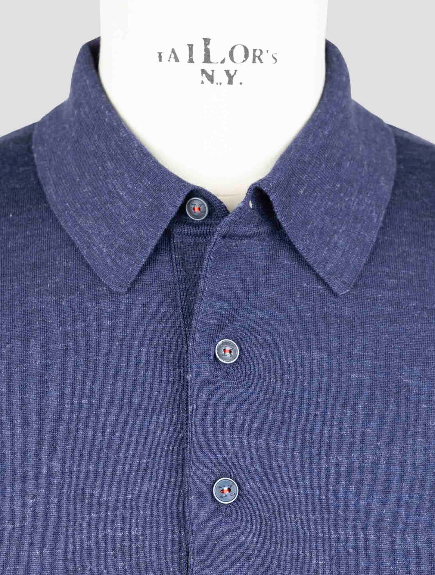 Kiton Blue Silk Cashmere Linen Sweater Polo