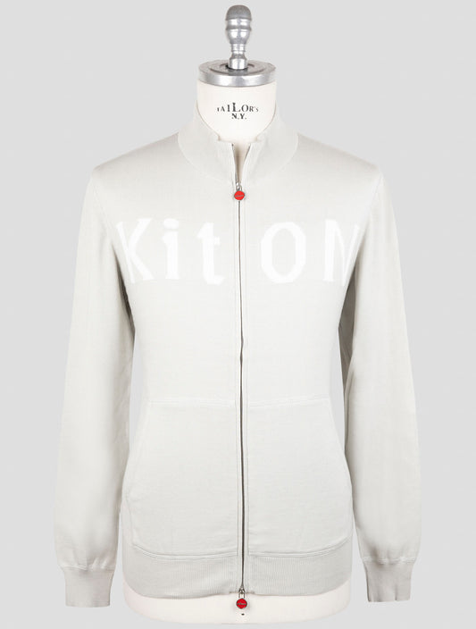 Kiton Gray Cotton Sweater Full Zip