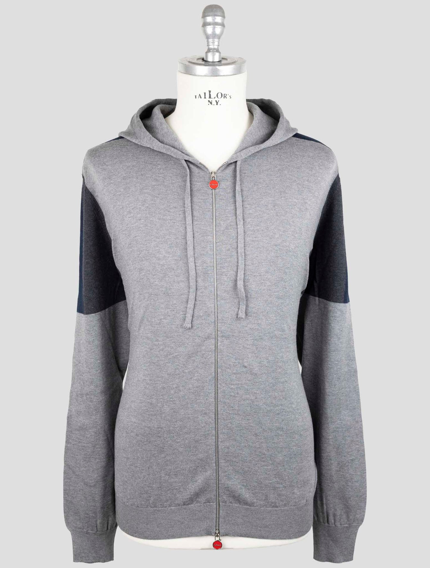 Kiton Gray Cotton Sweater Full Zip