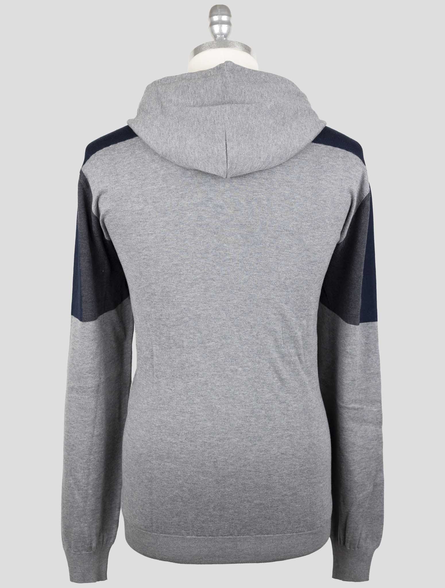 Kiton Gray Cotton Sweater Full Zip