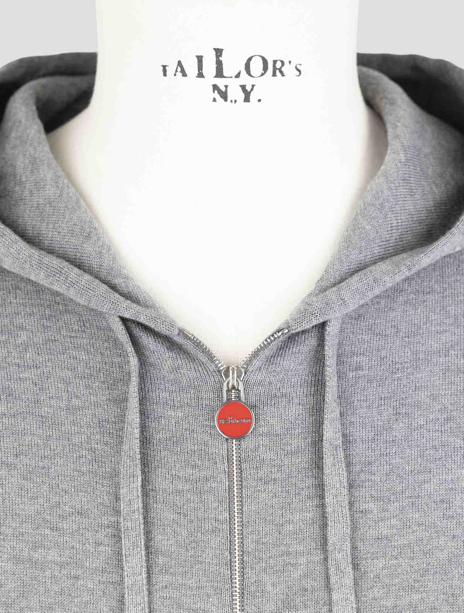 Kiton Gray Cotton Sweater Full Zip