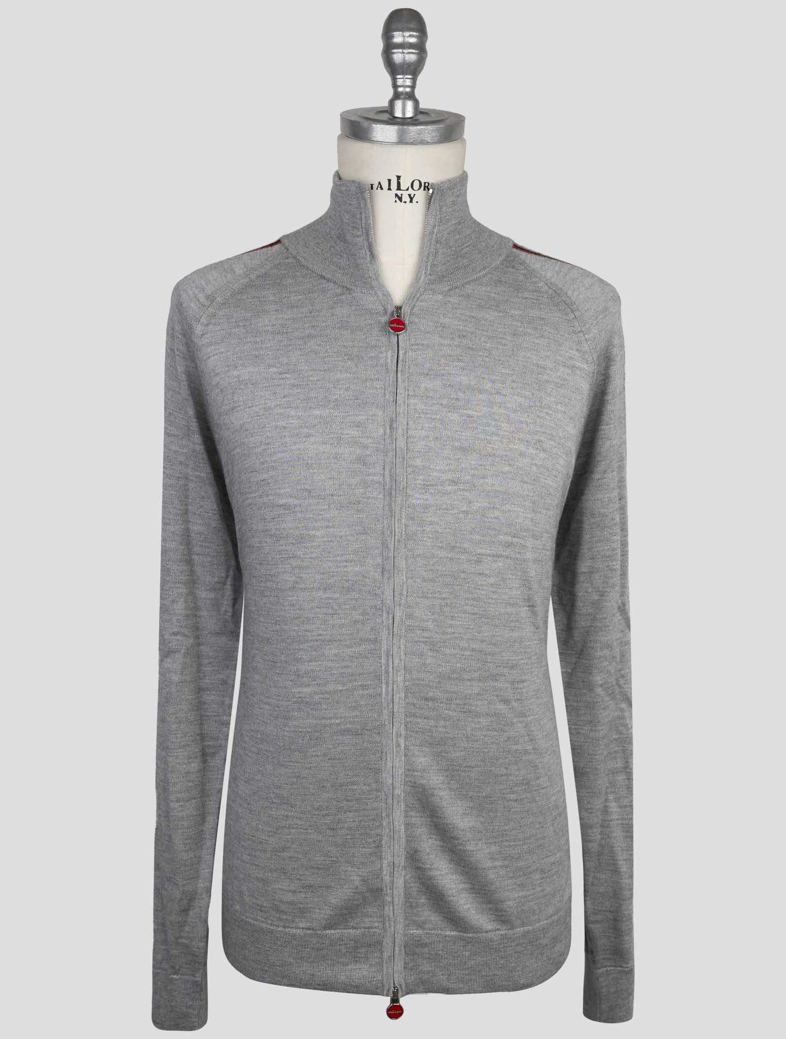 Kiton Gray Cashmere Silk Sweater Full Zip