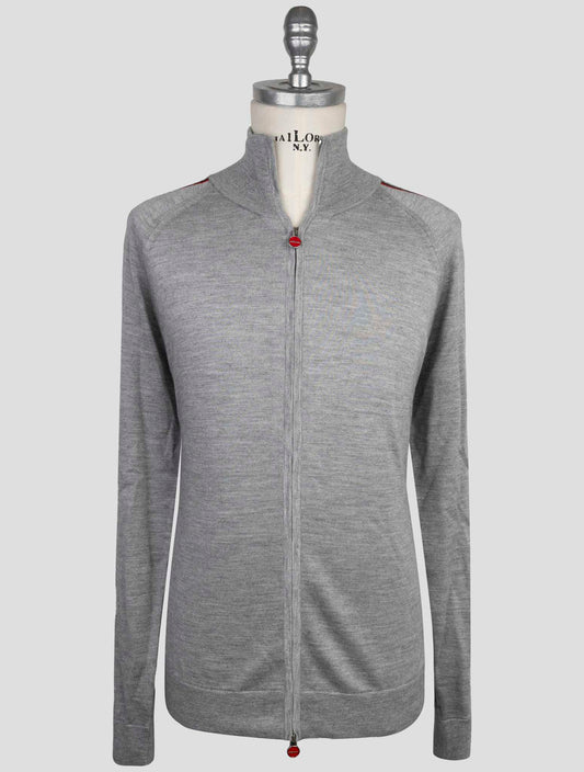 Kiton Gray Cashmere Silk Sweater Full Zip