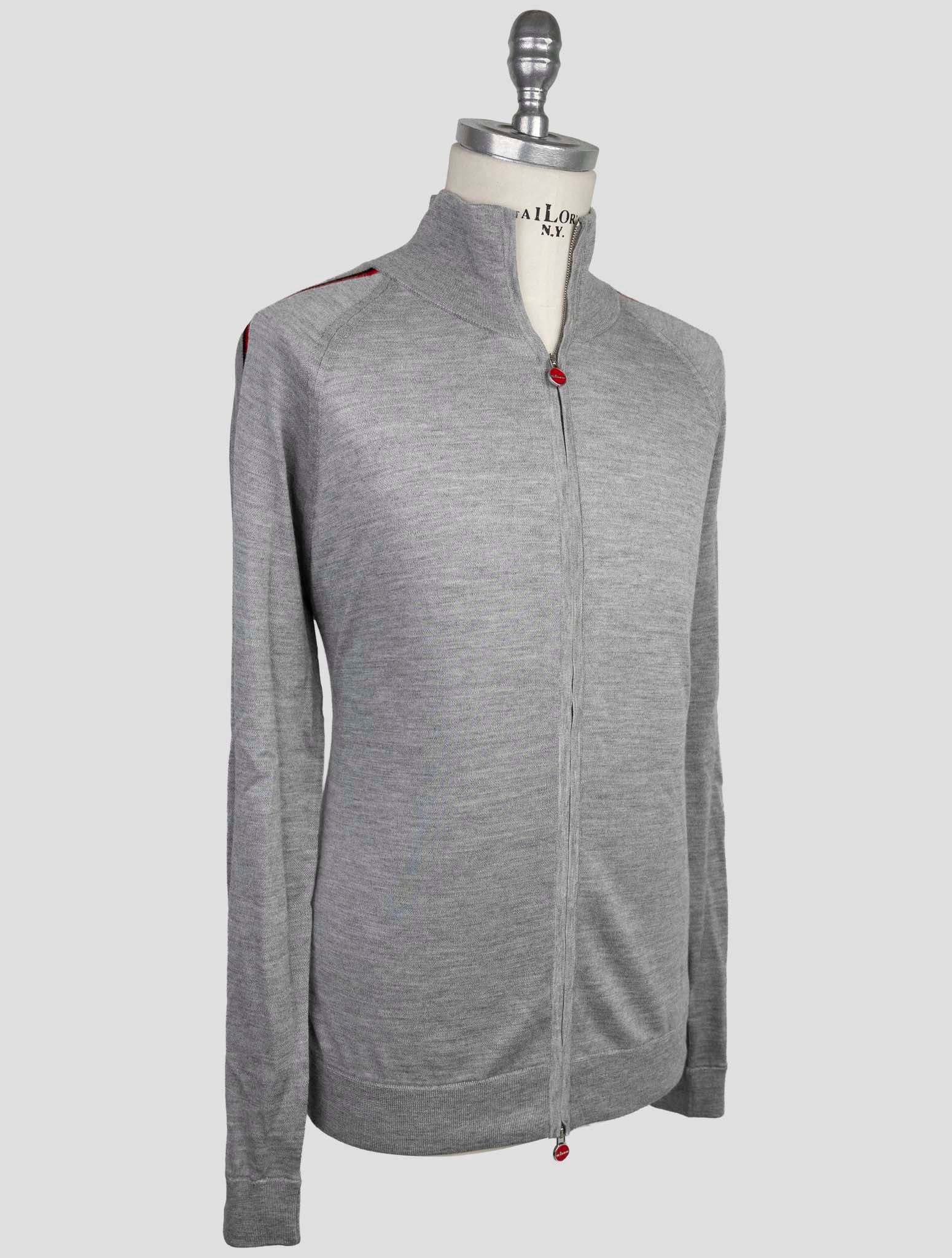 Kiton Gray Cashmere Silk Sweater Full Zip