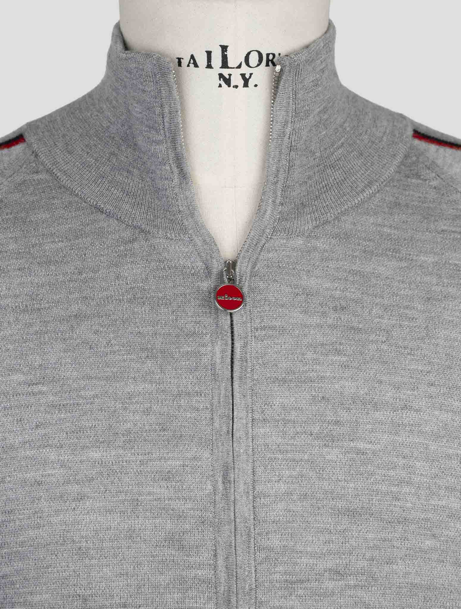 Kiton Gray Cashmere Silk Sweater Full Zip