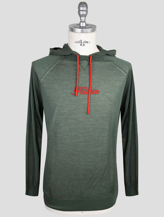 Kiton Green Cashmere Silk Sweater Hoodie