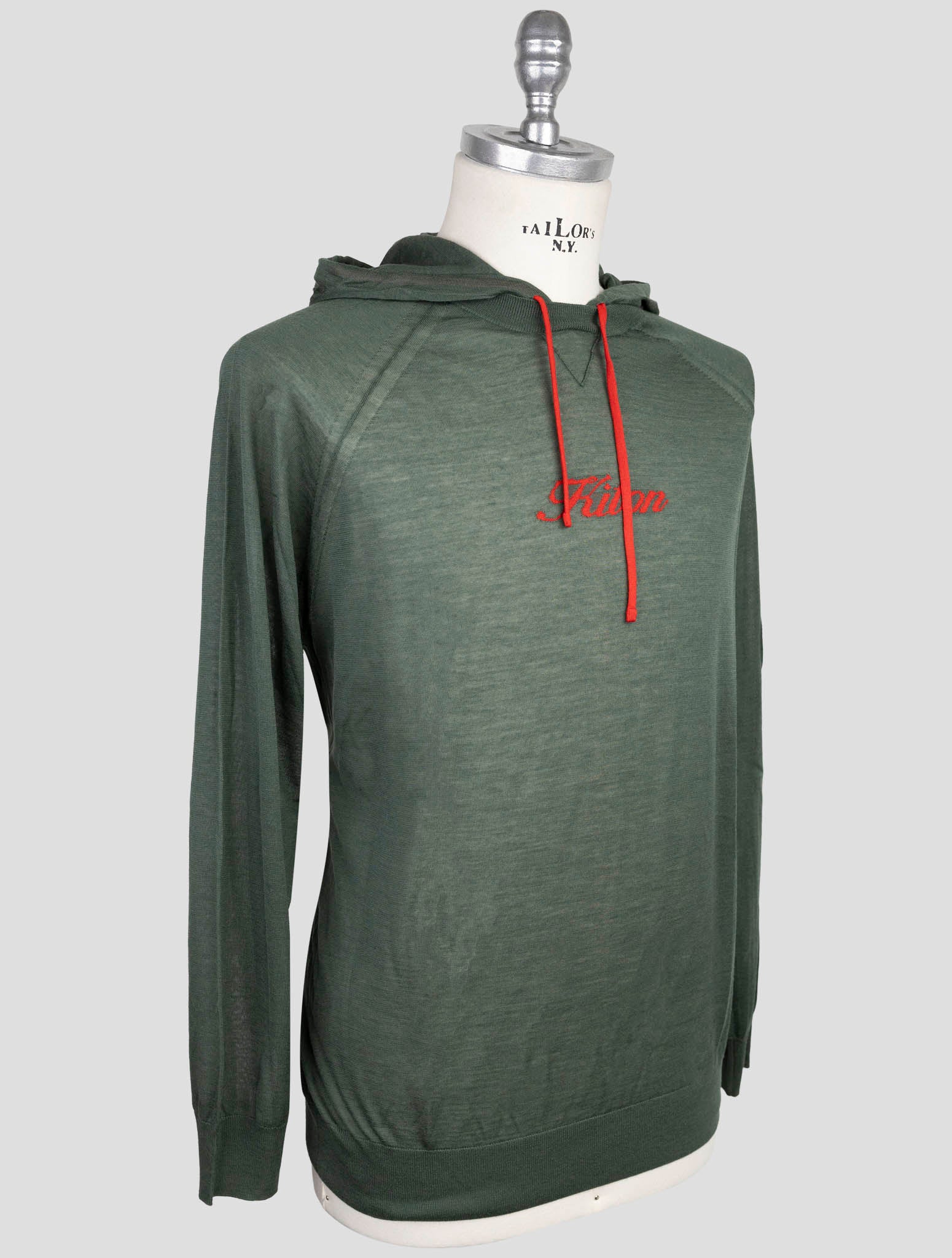 Kiton Green Cashmere Silk Sweater Hoodie