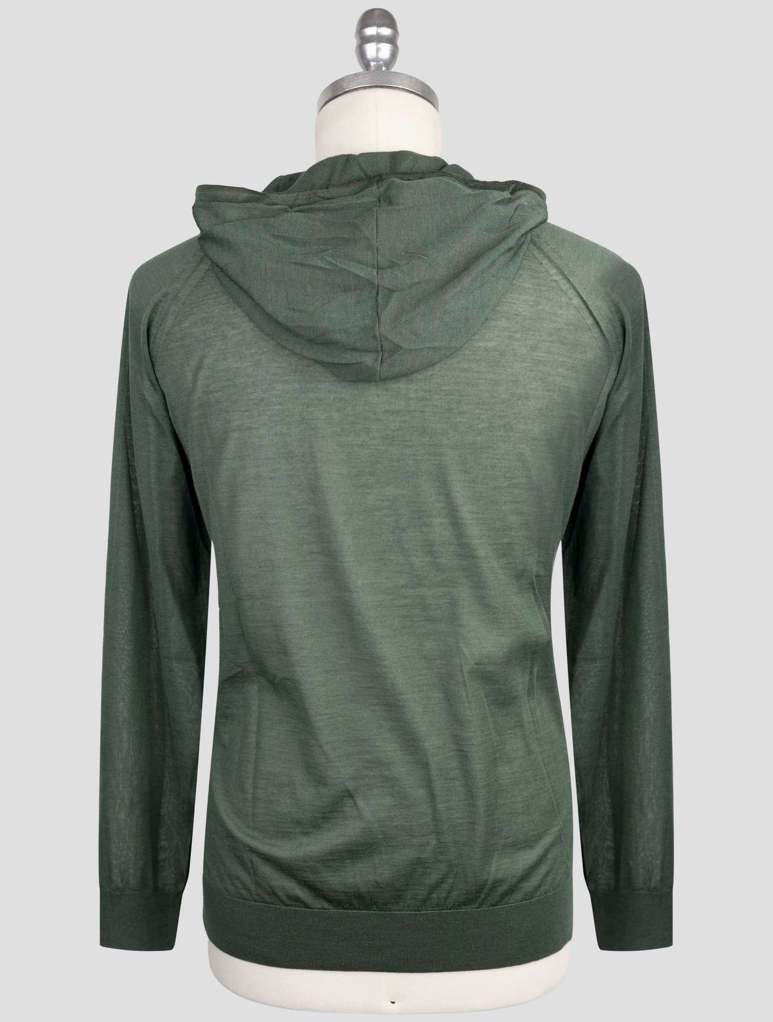 Kiton Green Cashmere Silk Sweater Hoodie
