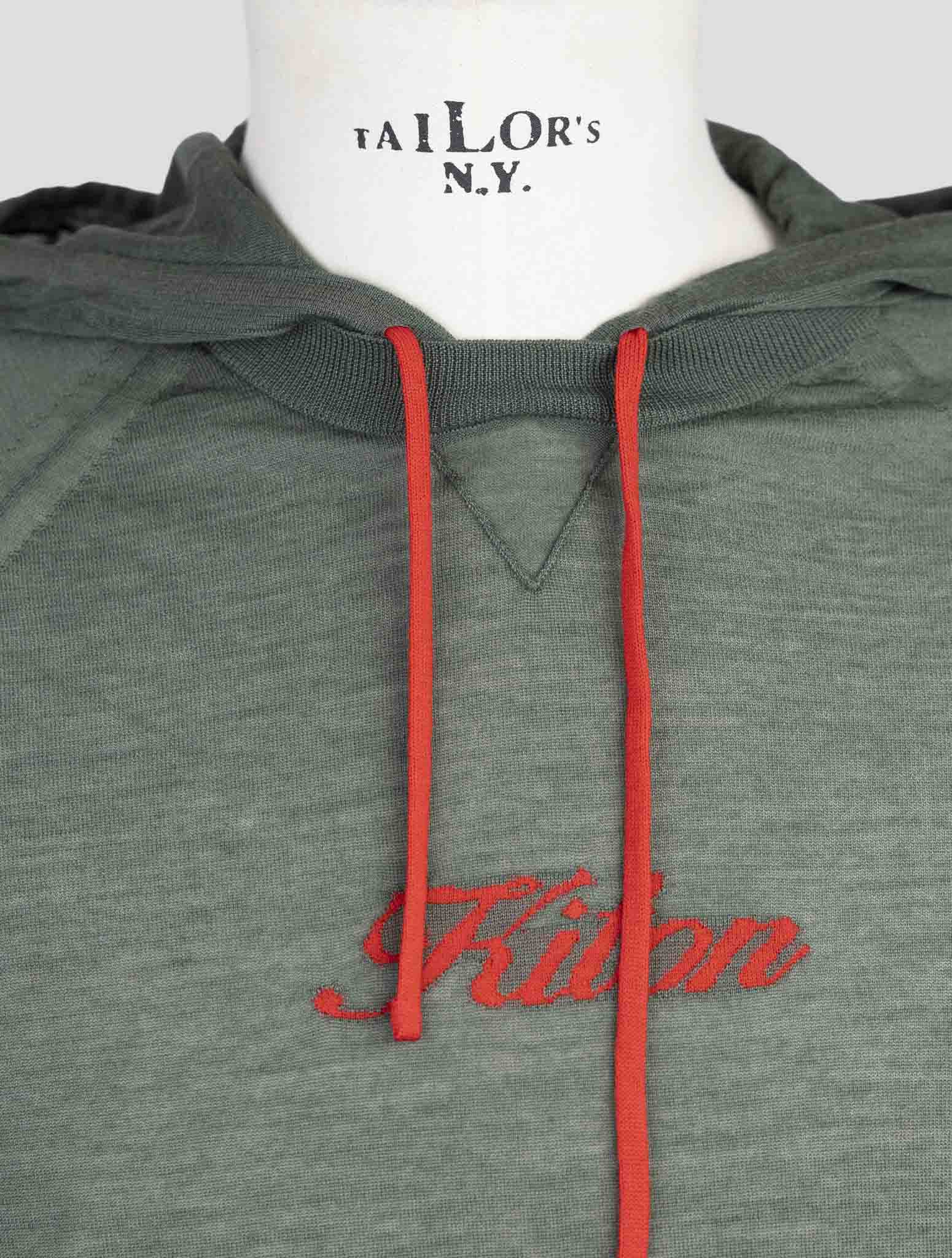 Kiton Green Cashmere Silk Sweater Hoodie