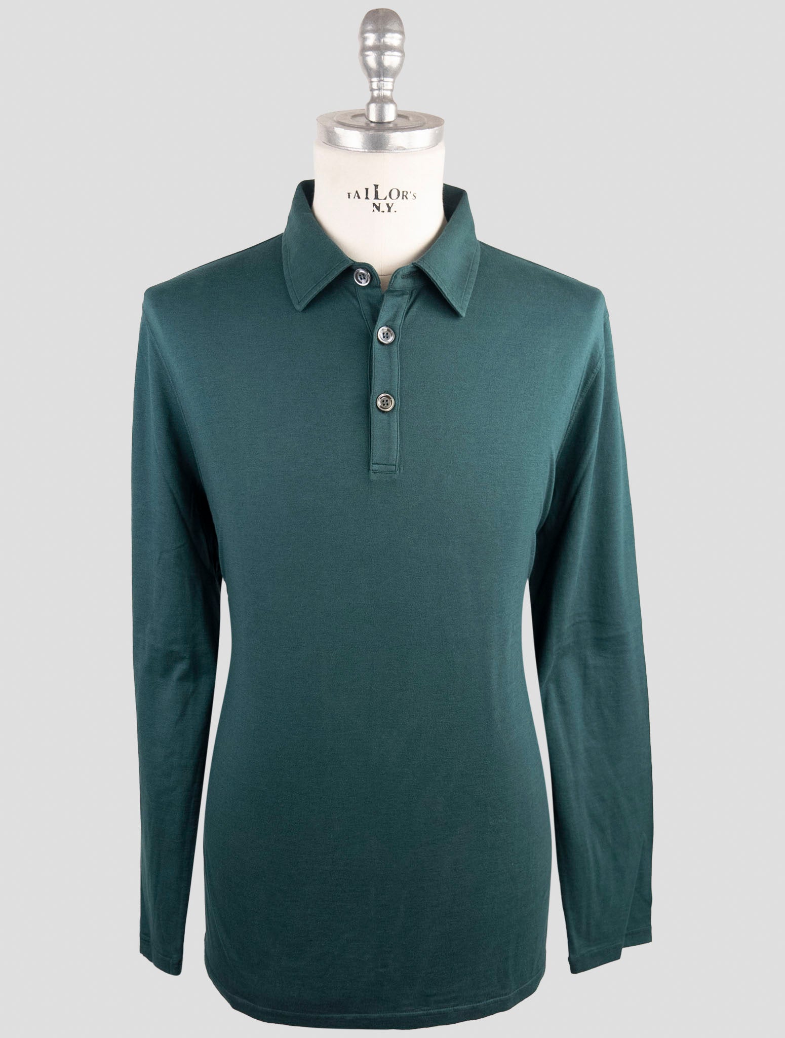 Kiiton Green Cotton Cashmere Sweater Polo