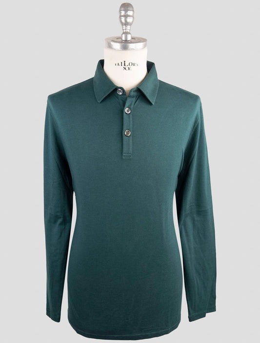Kiiton Green Cotton Cashmere Sweater Polo