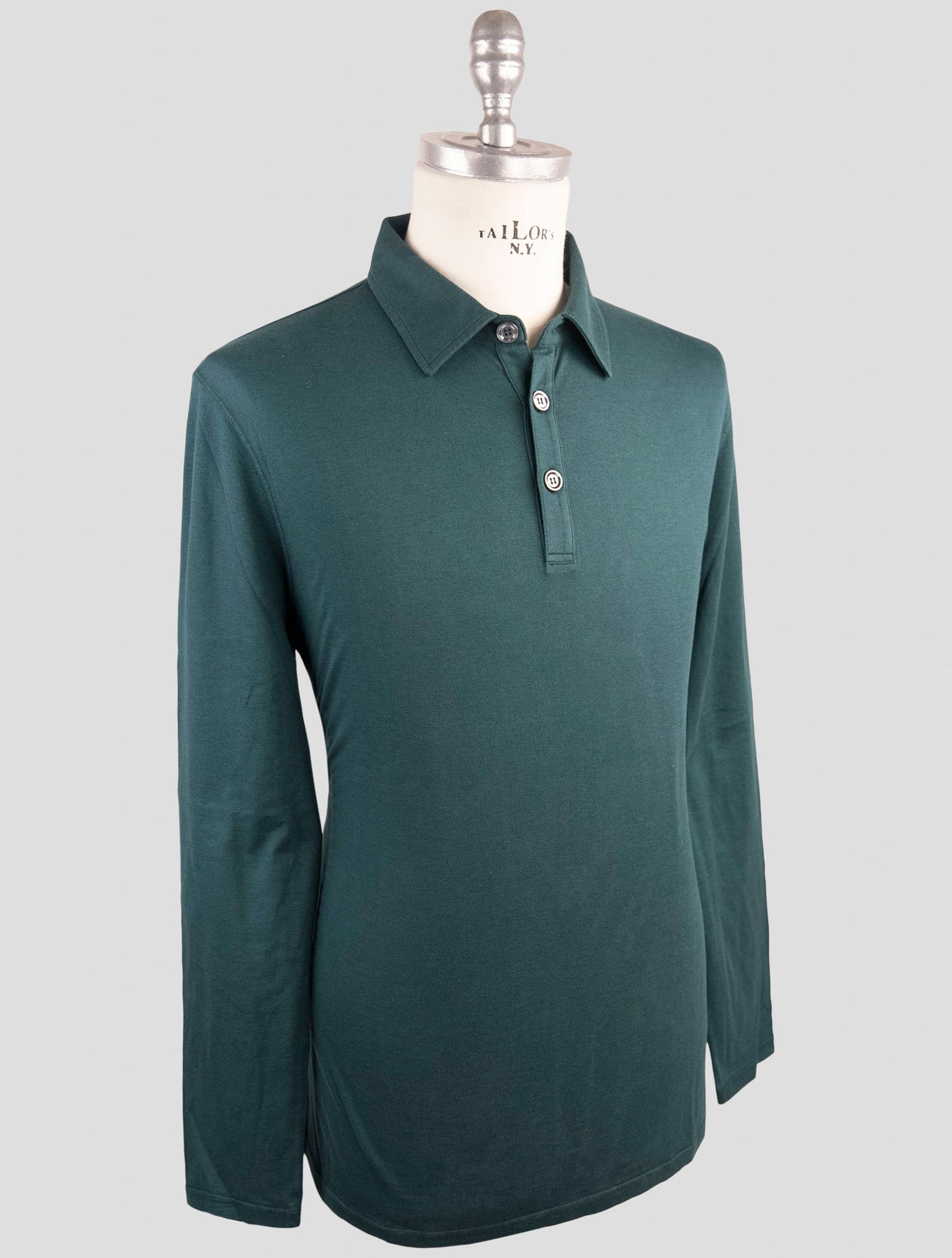 Kiiton Green Cotton Cashmere Sweater Polo