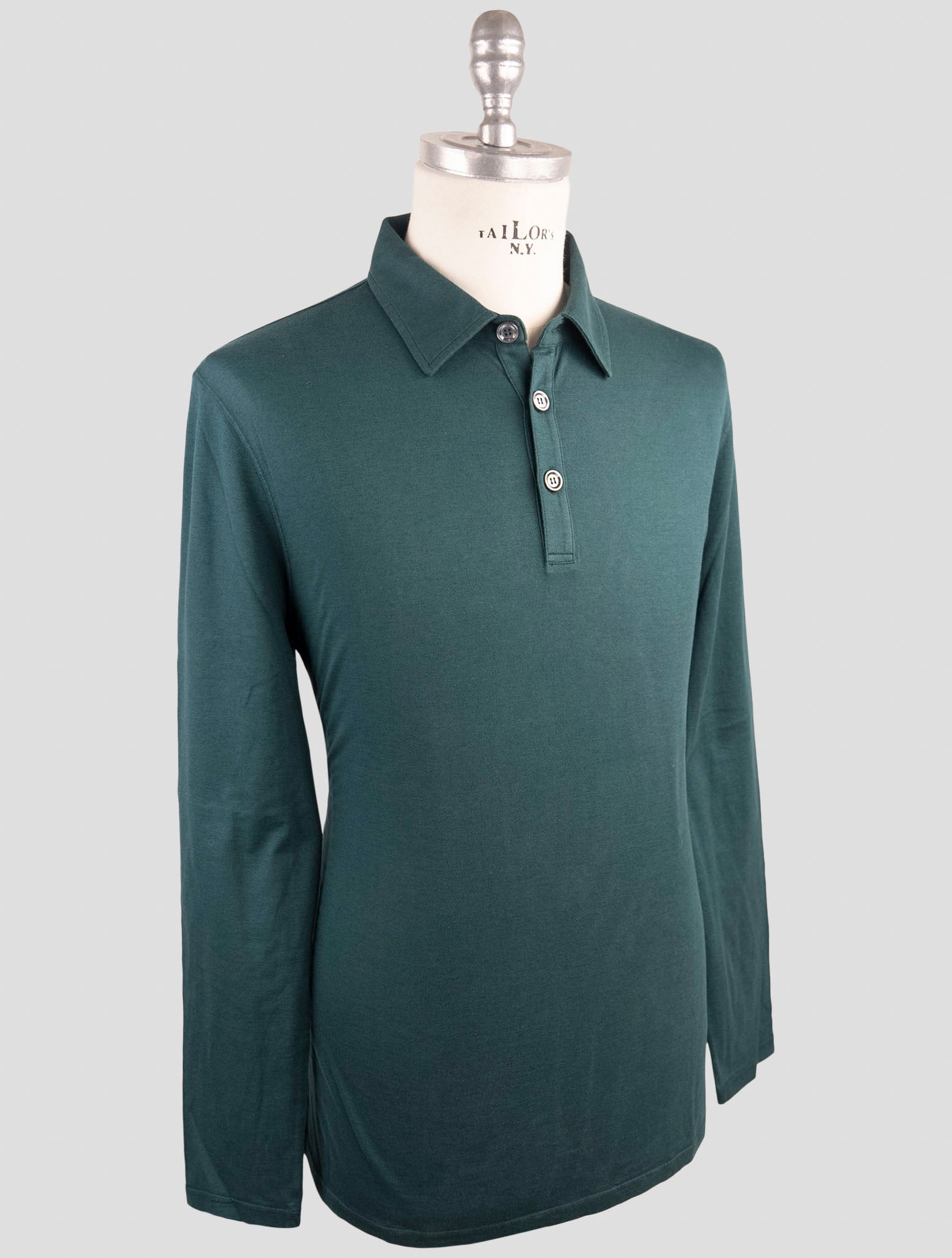 Kiiton Green Cotton Cashmere Sweater Polo