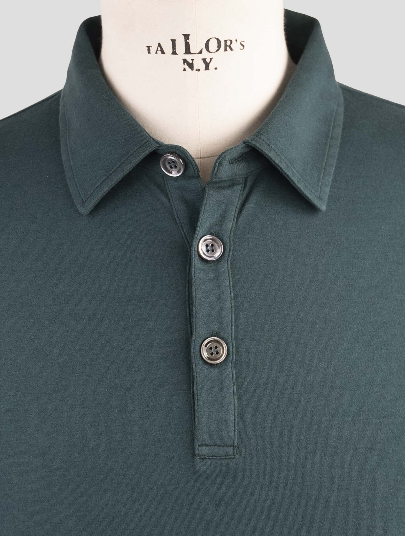 Kiiton Green Cotton Cashmere Sweater Polo