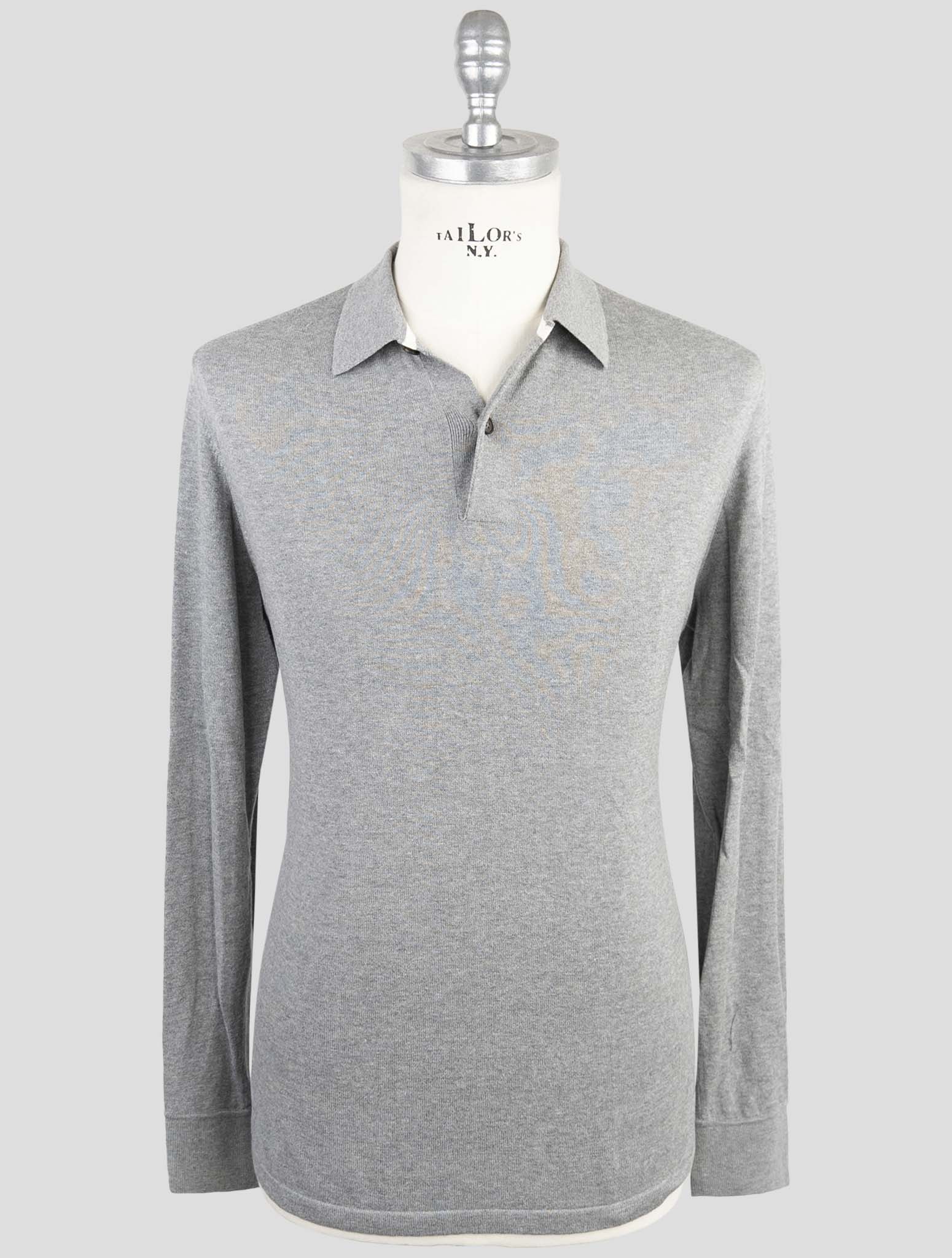 Kiton Gray Cotton Sweater Polo
